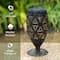 Glitzhome® 8.75" Set of 2 LED Black Metal Starburst Cutout Solar Powered Outdoor Lantern Set